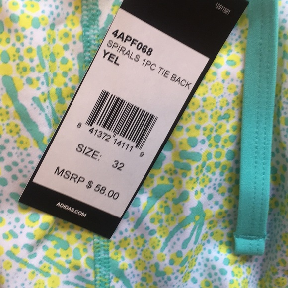 Adidas Yellow Spirals Tie-Back One-piece Swimsuit - Picture 6 of 10